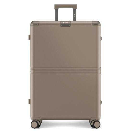 ONYX Hybrid Pro Check-in Suitcase Large 100 Litres - Polycarbonate recyclé et design sans fermeture éclair - Valise de voyage avec serrure TSA et roues pivotantes - Trolley léger avec compartiment pour ordinateur portable - Desert Clay