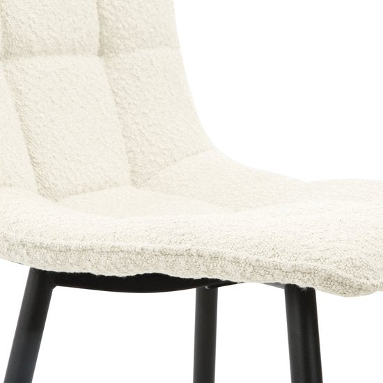 Multifurn - Chaise de salle à manger 'Yerevan' (Bouclé, Ivoire, Lot de 2)