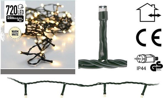 54 mètres de lumières LED / cordon LED avec 720 LED blanc/chaud pour l'intérieur et l'extérieur