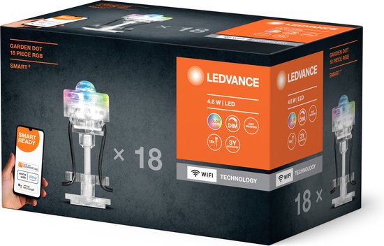 LEDVANCE Luminaire de jardin mince LED : pour sol, SMART+ GARDEN DOT MULTICOLOR / 4 W, 22-...24- V, angle de rayonnement : 33, RGB, matériau du corps : polycarbonate (PC), IP65