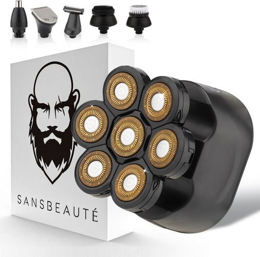 Rasoir 6 en 1 pour homme - Tondeuse - Sansbeauté® SkullSharp Classic - Rasoir électrique pour le visage et la tête - Rasage de la tête - électrique - Wet & Dry