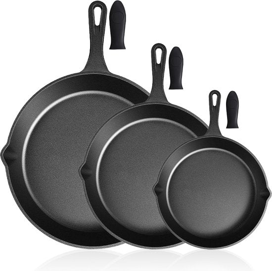 Castex Cast Iron Pan Tri-Set - Poêle en fonte - Poêle à frire - Ensemble de poêles à frire - BBQ - Poêles - Ensemble de poêles - Induction