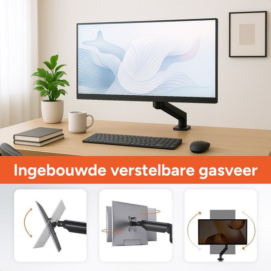 Bras pour écran avec vérin à gaz - Support pour 1 écran - 13 à 32 pouces - Supports - Très stable - Noir - Skoov