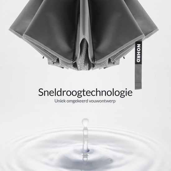 Parapluie tempête Nohrd - Gris - Parapluie pliable - Résistant à la tempête 108 km/h - Parapluies tempête - Pliage et dépliage automatique - Réfléchissant - Parapluies - Housse de protection incluse