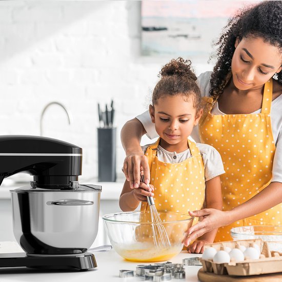 KitchenBrothers Robot de cuisine - Ecran tactile et minuteur - Robot de cuisine - 6.2L - 1800W - Mixeur de cuisine - Aluminium - Noir