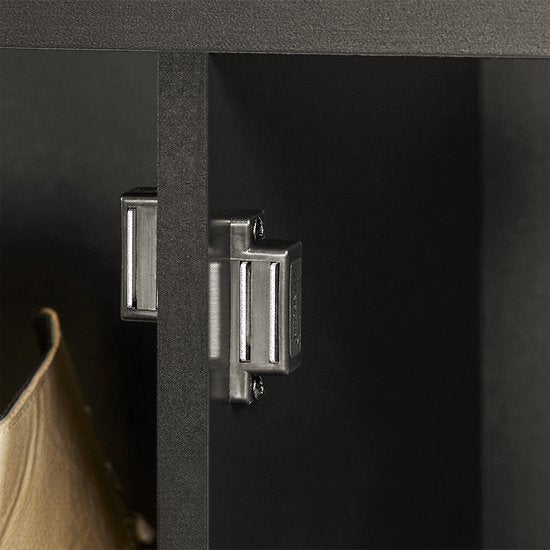 SoBuy Meuble à chaussures - Meuble à chaussures avec rangement et coussin d'assise - 2 portes - Noir