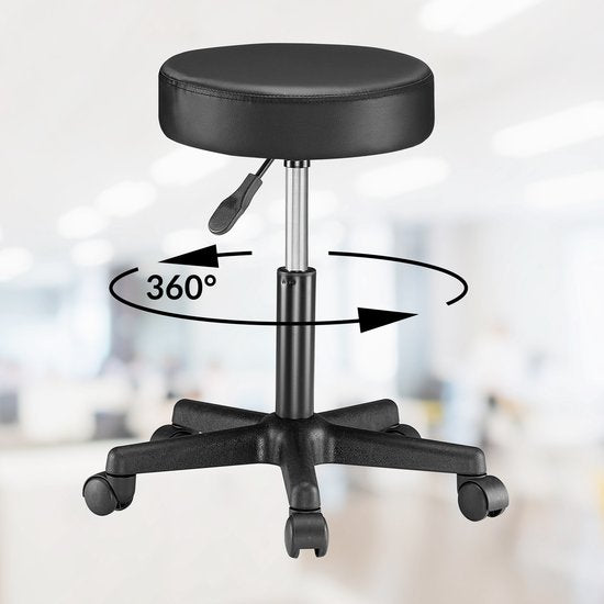Casaria Tabouret pivotant réglable - Hauteur d'assise 46/60cm - 1 pièce Noir