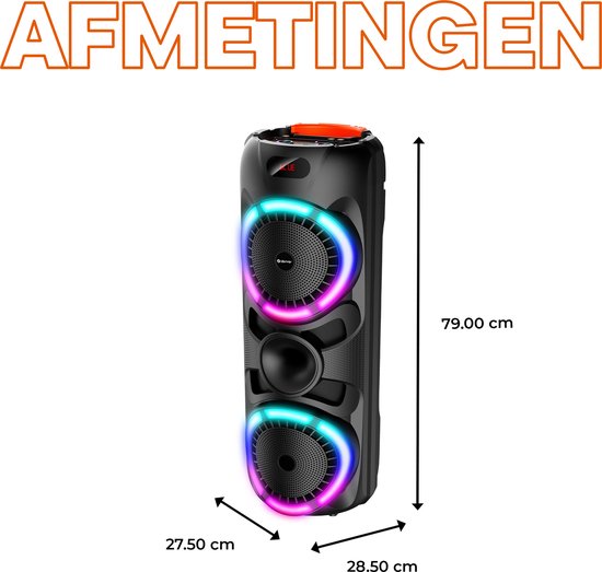 Denver Bluetooth Speaker Party box - Lumières disco - Party box - Microphone sans fil et télécommande inclus - BPS459