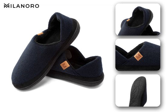 Milanoro - Pantoufles confortables et chaudes pour hommes - Marine - 41-42