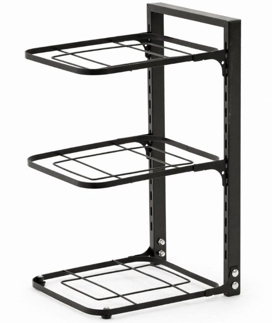 Ceruzo Support réglable pour casseroles et poêles - 3 niveaux - Gain de place - Acier au carbone - 23 x 27 x 43 cm