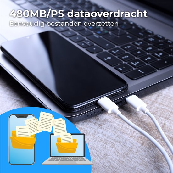 Nuvance - Câble Usb C vers Usb C - 2 mètres - Câbles Usb-C - Chargeur rapide - 480Mb/ps Data - Chargeur Usb C - 60W - Blanc