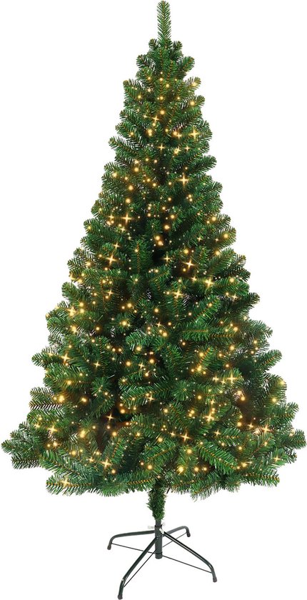 Nordlandia Artificial Christmas Tree With LED Lights - 180 cm - Arbre de Noël réaliste en plastique - Support en métal - Vert