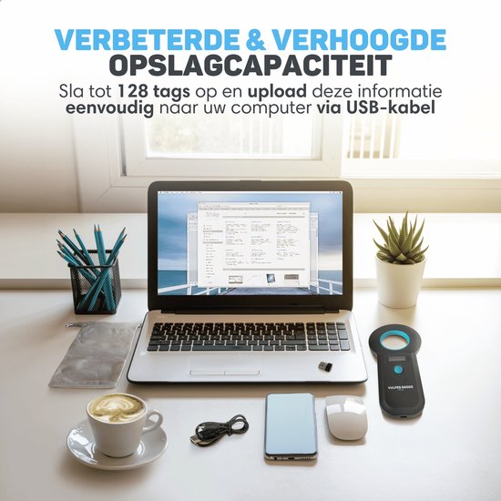 Vulpes Goods® Pets - Lecteur de puces - Lecteur de puces pour tous les animaux - Sac de transport inclus - ISO11784/85/FDX-B - Version PRO