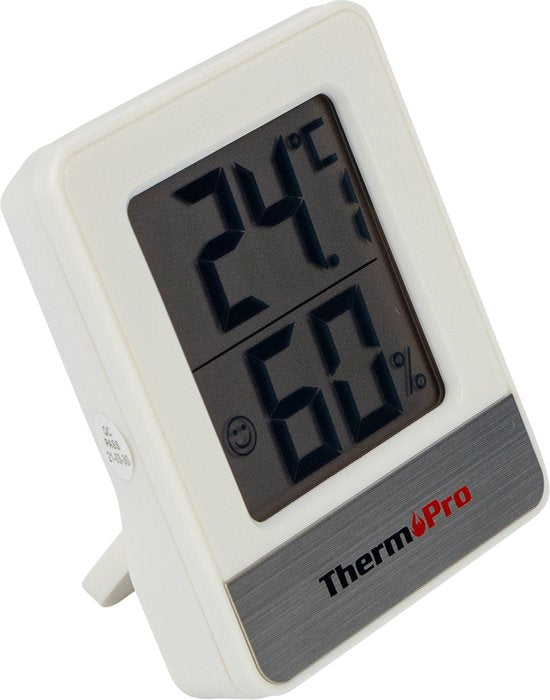 Thermomètre hygromètre Thermo Pro Tp49 - 7×6×2 cm - 2 en 1 - pile AAA - Blanc