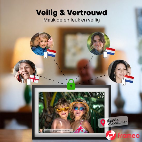 Cadre photo numérique Denver 10,1 pouces - HD - Frameo App - Cadre photo - WiFi - écran tactile IPS - 16 Go - PFF1016