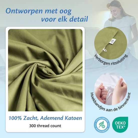 Housse pour la couverture d'aggravation d'Ella 135 x 200 CM - 7 KG & 9 KG - Housse en 100% coton biologique - Vert olive clair