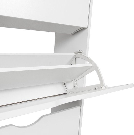 Armoire à chaussures Milton Oldbrook Prato - 3 niveaux - jusqu'à 18 paires de chaussures - 60 x 24 x 119 cm - Blanc