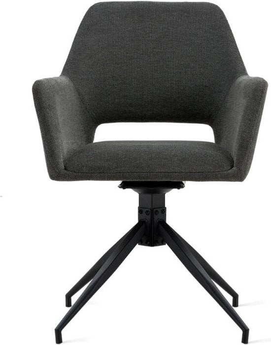Multifurn - Chaise de salle à manger 'Tess' (velours, anthracite, lot de 2)