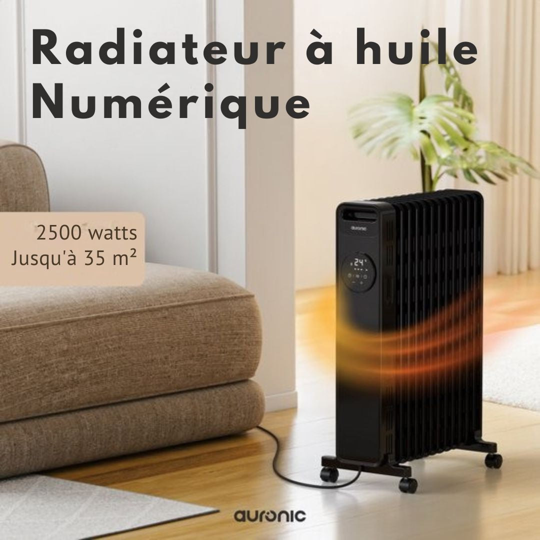 Auronic Oil Radiator - Radiateur électrique - 2500W - Noir