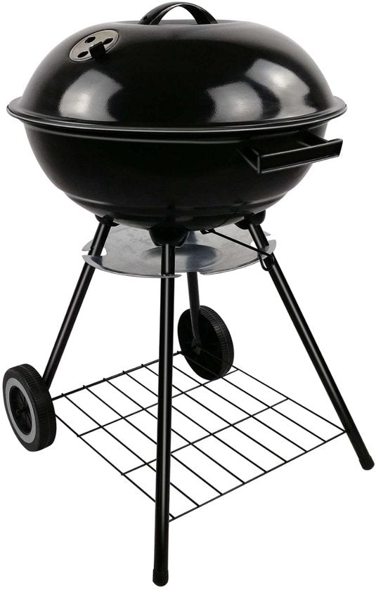 alpina Charcoal BBQ - Barbecue à boule Ø43 cm - Barbecue avec couvercle et roues - Système de ventilation intégré - Cendrier amovible - Noir