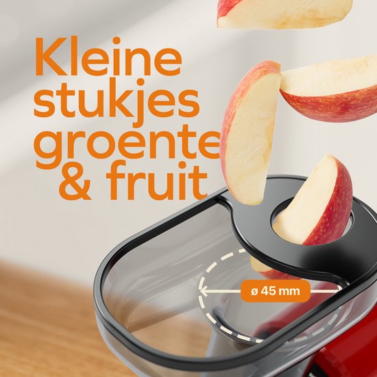 KitchenBrothers Slowjuicer - Compact - Presse-agrumes - Presse-légumes et fruits - 45 mm - 500 ml - Rouge