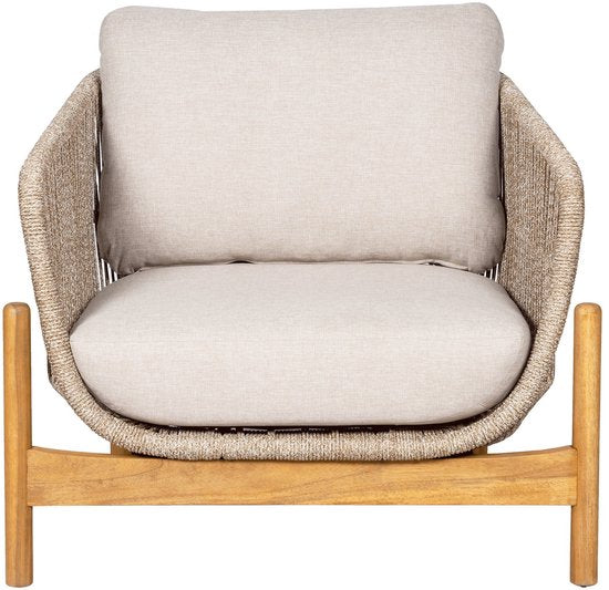 Fauteuil Marron/Beige - Bois d'acacia & Textile - 78,5x86x72 cm - Fauteuil Terracina - House Nordic