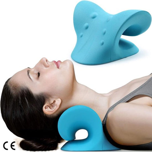 Relaxeur de cou et d'épaules - Dispositif de traction cervicale pour le soulagement de la douleur de l'ATM et l'alignement de la colonne cervicale - Oreiller chiropratique pour la relaxation et le confort