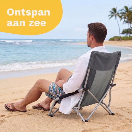 TRVLMORE Chaises de plage - Lot de 2 - Pliables et démontables - Capacité de charge de 120KG - Légères - Avec sac de transport et porte-gobelet - Gris