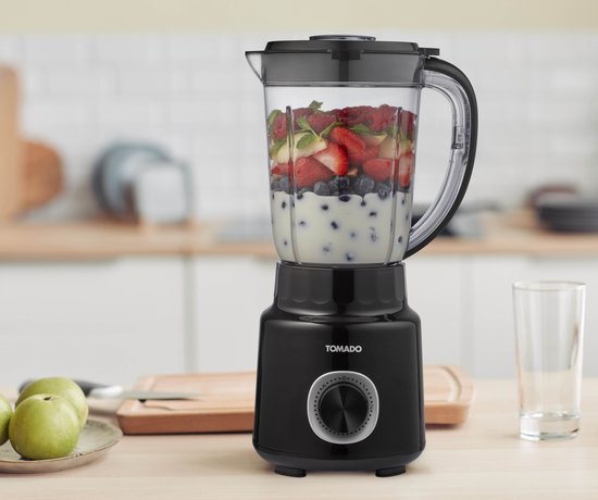 Tomado TTB1501B - Blender - 1.5 litres - 2 vitesses - 500W - Mode Pulse - Protection du couvercle - Noir