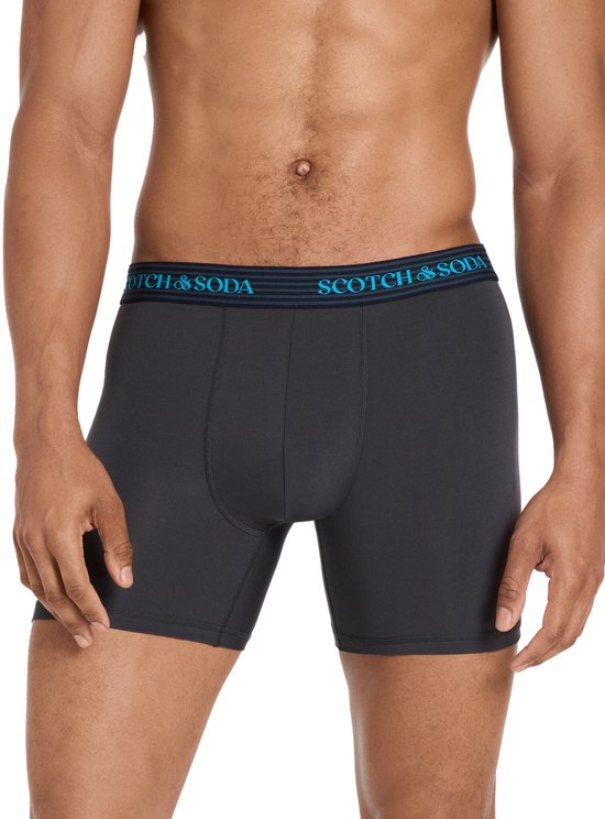 Scotch & Soda Active Stretch Boxer Briefs - Hommes - Navy/Grey/Black - Lot de 3 - Performance Fit Taille M