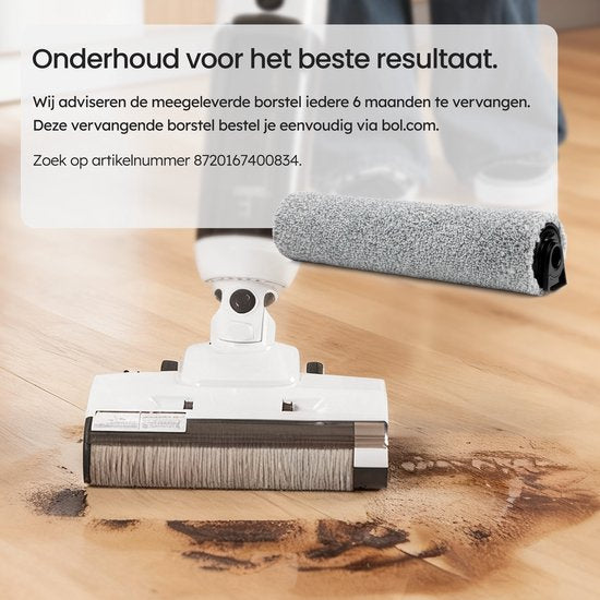 Saaf Floor Cleaner M200 - Batterie 45 min - Balai électrique - Balai à franges avec fonction balayage - Station d'affichage et de nettoyage - Stérilisation à l'eau - Blanc