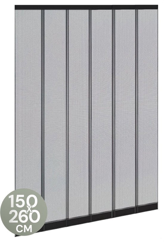 O'DADDY® Fly Curtain Slatted Screen - 150x260 cm - Rideau de porte - Design ajustable - Fibre de verre - Moustiquaire de porte noire