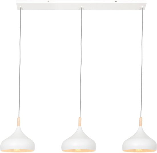 Mexlite - lampe suspendue - Bjorr - blanc - bois métal - grande lampe de table de salle à manger - E27 - 3099W