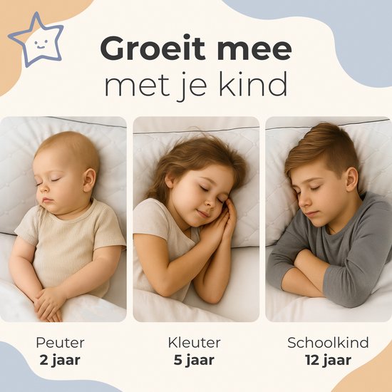 CozySense® Oreiller pour enfant - Oreiller pour enfant - Oreiller pour tout-petit - Ergonomique et ajustable - 100% coton - Hypoallergénique - OEKO-TEX® - 40x55cm - 2-12 ans
