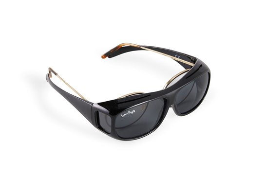 SPACEFLIGHT Overhead Sunglasses - Lunettes de soleil en noir - Lunettes polarisantes - Unisexe - Pour les lunettes de maximum 150 mm de large et 40 mm de haut - Catégorie de filtre : 3