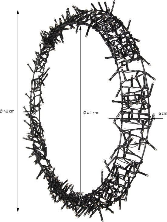 H&S - Couronne de Noël - Anneau - Ø48cm - 400led - Extra Warm White - 8 réglages