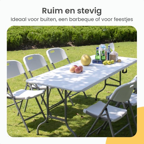 Goliving - Table pliante d'extérieur résistante - 122 x 60 x 74 cm - Blanc