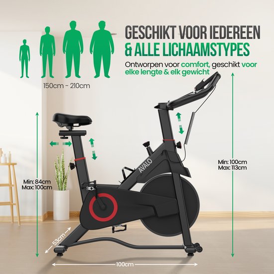 Avalo Indoor Cycle - Vélo d'exercice - Vélo de spinning - Système de résistance magnétique - Ordinateur d'entraînement et écran LCD