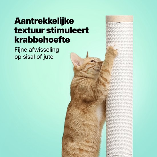 Jake and Jacky Scratching Post Wood - Griffoir en bois pour chats - avec corde en papier - Meuble à griffer - 80 cm