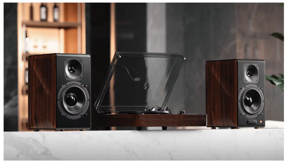 Edifier - S3000MKII Premium Active 2.0 Speakers - 256 W RMS - Black & Brown Wood - Hi-Res Audio & Bluetooth 5.0 - Wirelessly Connected System - Ultimate Sound Experience