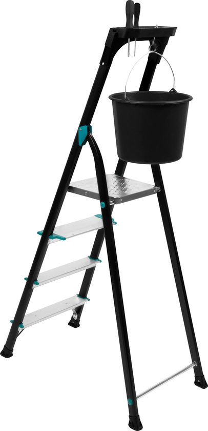 Échelles ménagères - VONROC PRO - pliante en aluminium - 4 échelons antidérapants - capacité de charge max. 150kg - noir