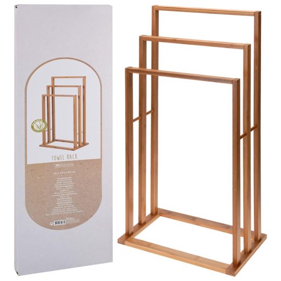 Porte-serviettes en bambou avec 3 tringles - 40X24X82CM