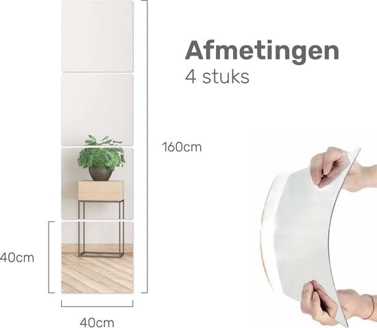 Miroir adhésif XL - Luft - 40x40 - 4 pièces - Décoration murale