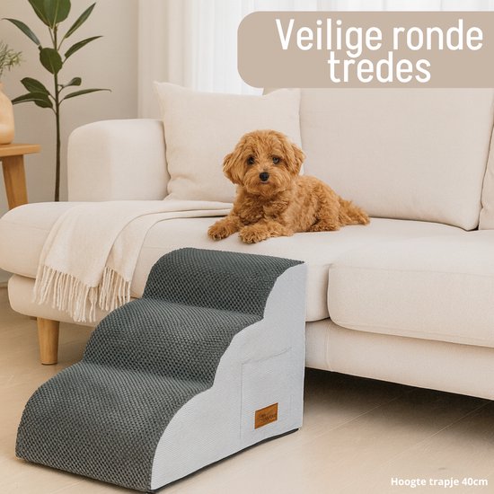 By Cee Cee Marchepieds pour chiens - Marchepieds robustes - Marchepieds pour chiens - 3 marches - 40x57x40cm - Gris - Odi