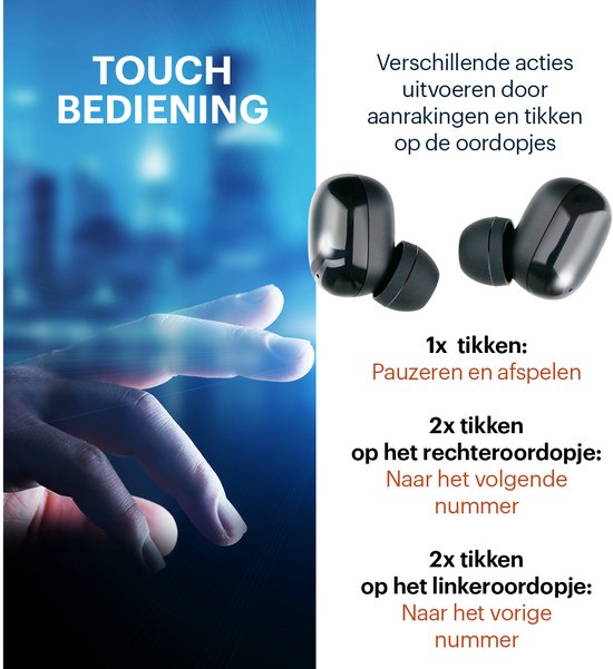 Grundig Wireless Earbuds - Ecouteurs Bluetooth 5.3 - Ecouteurs avec cassette de recharge - Autonomie jusqu'à 20 heures - Rechargeable par USB-C - Contrôle tactile et appels mains libres