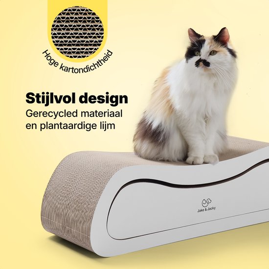 Jake and Jacky Scratching Cardboard for Cats 2 in 1 model - Scratching Post Cardboard - Scratching Board - Scratching Basket - Scratching Furniture - Cardboard Scratching Mat - Cat Basket - Cat Bed - 71x24x21cm