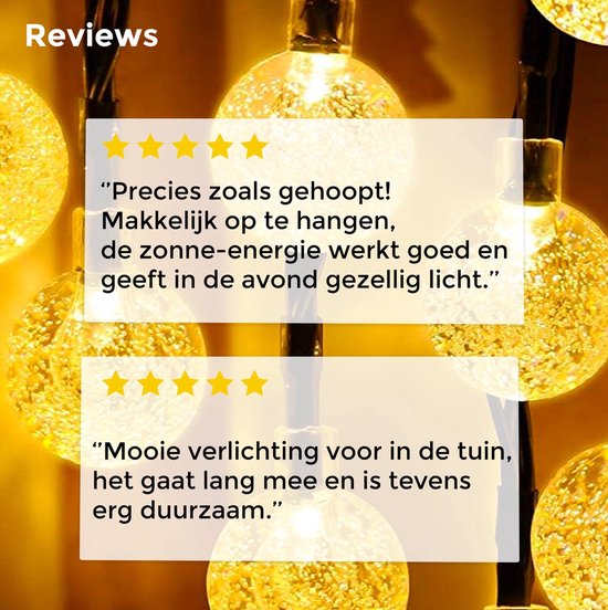 Happy Goods - Guirlandes de Noël - 7m - 50 LED solaires - Guirlandes de jardin solaires - Guirlandes de jardin solaires - guirlandes en cristal ø 2,5 cm - Durable