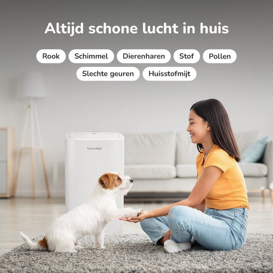 Bloomfold - Déshumidificateur et purificateur d'air - Capacité de 12 l et filtre HEPA - Avec minuterie et affichage LED - Pour un climat intérieur sain - Plastique blanc