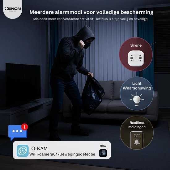 XENON Smart X7207 Caméra de sécurité intérieure - Caméra pour animaux de compagnie avec application - Caméras de sécurité - Caméra Wifi APP - Full HD 2MP - Détection de mouvement et de son - Caméra de surveillance