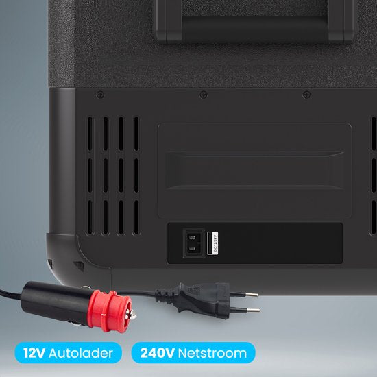 Auronic Electric Cool Box - Compresseur - Deux zones - 12V 230 Volt - Voiture - Congélation et réfrigération - 35L - Frigobox - Noir/Gris